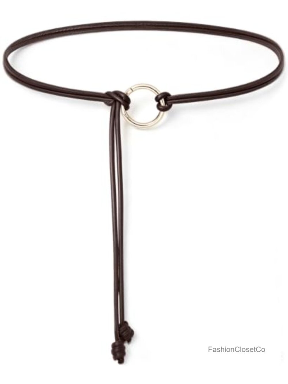 Women's Thin PU Leather Tie Waist Belt with Metal Buckle